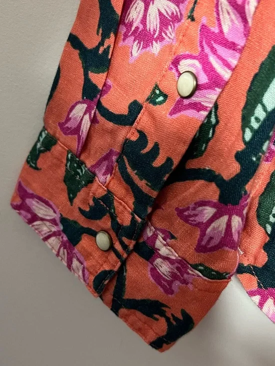 Sundance Willow 100% Linen Floral Snap Button-Down Shirt Southwestern Bohemian - Picture 11 of 12